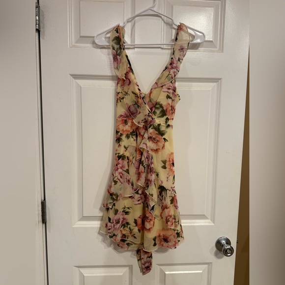 Revamped Floral Ruffle Mini Dress - Pink and Cream - Picture 1 of 3